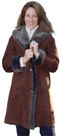 Spanish Merino Shearling Coat in Brown Blist