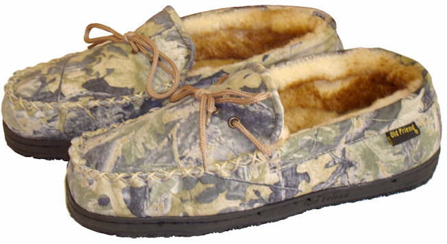 Camouflage Sheepskin Moccasin Slippers
