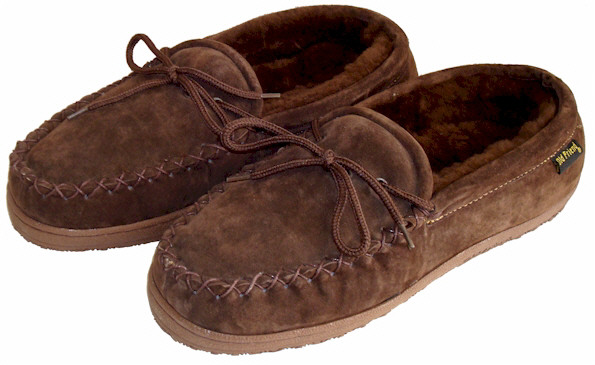 Chocolate Brown Moccasin Slippers by Old Friend