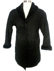 Shawl Collar Shearling Coat in black