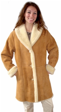 Ladies Shawl Collar Sheepskin Coat