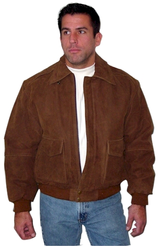 Basic Bomber Leather Jacket in brown