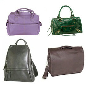 Leather backpacks, Leather purses, briefcases and duffel bags