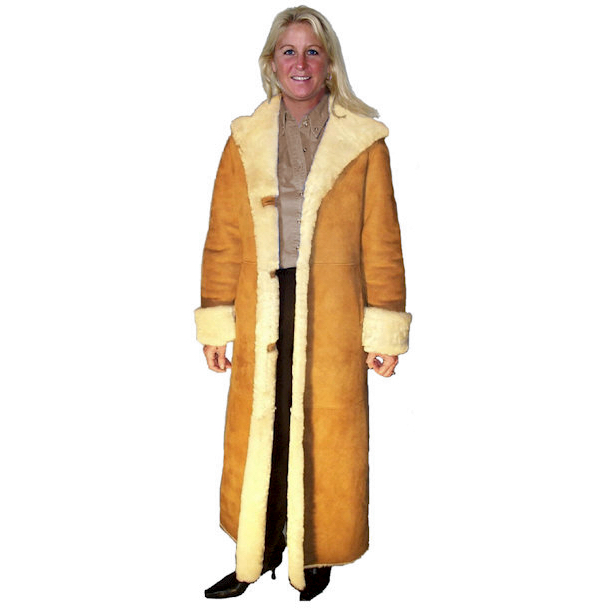 Full Length Hooded Shearling Coat