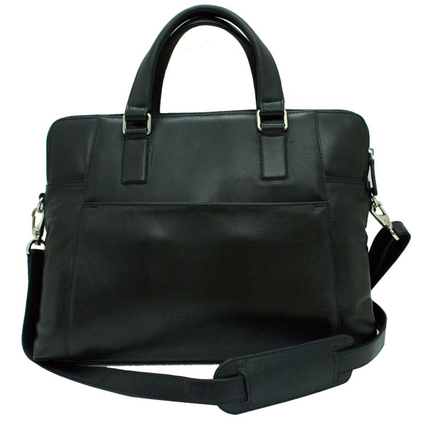 Two Zip Laptop Leather Briefcase by ILI New York
