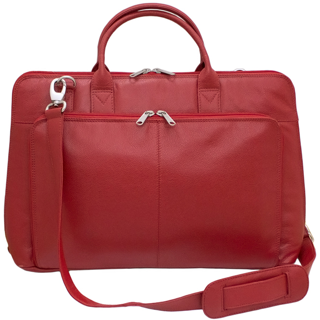 Zip Around Padded Laptop Leather Briefcase