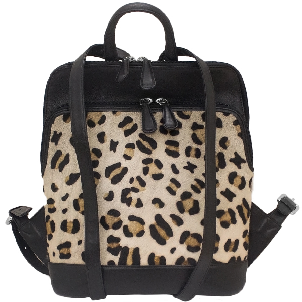 Leopard Leather Backpack by ILI New York