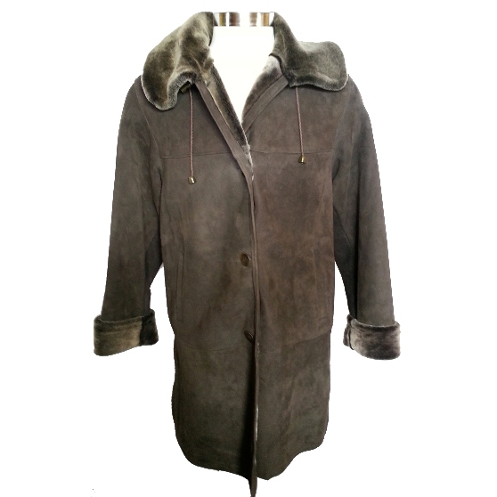 Ladies Spanish Merino Shearling Coat in Brown Blist