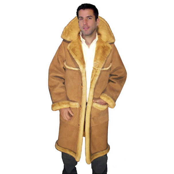 Men's Open Seam Sheepskin Coat, Roper Length