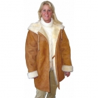 Hooded Ladies Sheepskin Coat