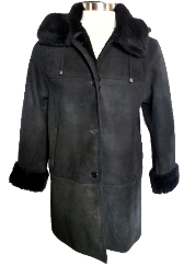 Spanish Merino Shearling Coat in black