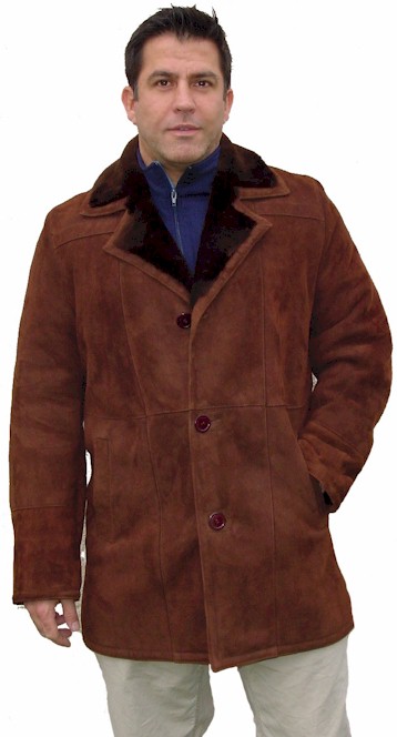 Men's Notched Collar Spanish Merino Shearling Coat