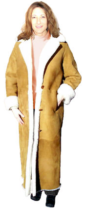 Full Length Notched Collar Shearling Coat
