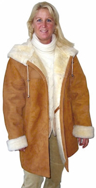 Ladies Hooded Sheepskin Coat