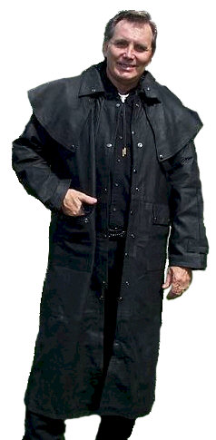 Leather Duster Coat in black