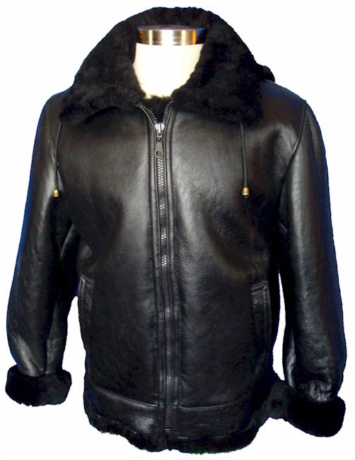Black Nappa Sheepskin Bomber Jacket