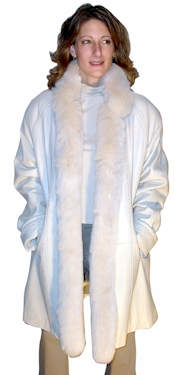 Lambskin Coat w/ Ivory Fox Tim